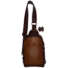 Men's Leather Sling bag MK-01 Two Tone Brown Mix Copper 8inc 1