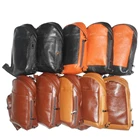 Men's Leather Sling bag MK-01 Black Two Tone Alloy Mix Orange 8inc 4