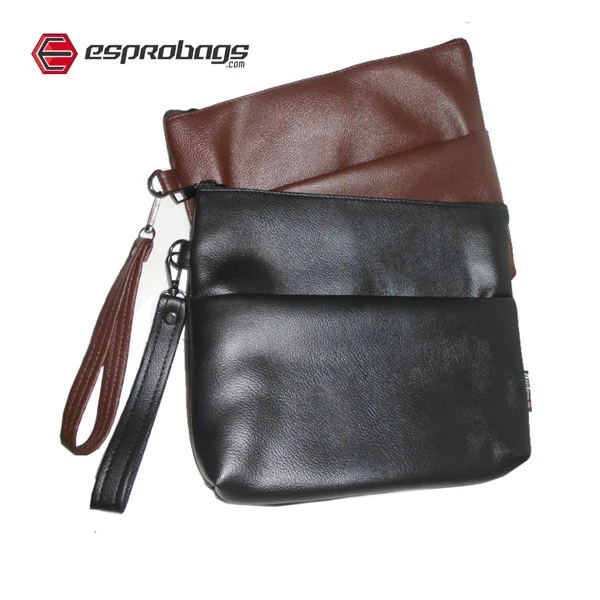 Plain Black Leather Wallet 28 x 22 cm